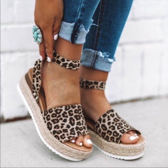 Shoes - Cheetah Animal Print Leopard Espadrille Sandal